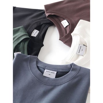 280克高支全棉！微闊版型！秋季新款男士純色基礎百搭打底長袖T恤