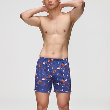 DADADO-歡樂萬聖 4L印花四角男內褲(深藍) 天然絲光棉-吸濕排汗-GHQ430DB