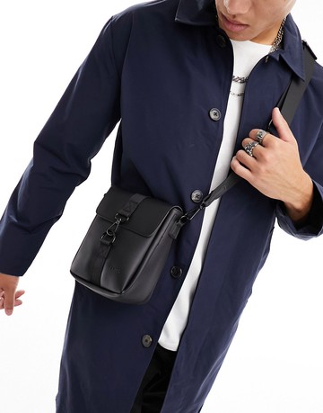 Fenton clip front cross body bag in black