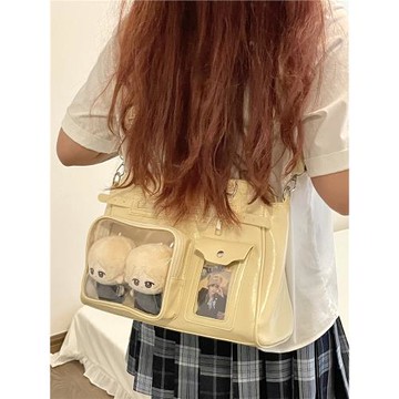 錢一波痛包｜奶黃白色甜妹風10cm娃谷痛包追星演唱會單肩包藏支架