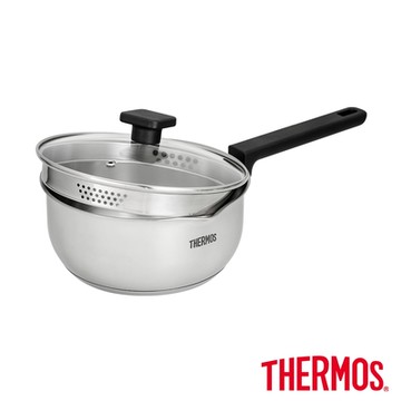 THERMOS膳魔師不鏽鋼附瀝水蓋雪平鍋20cm(SPC-S20)