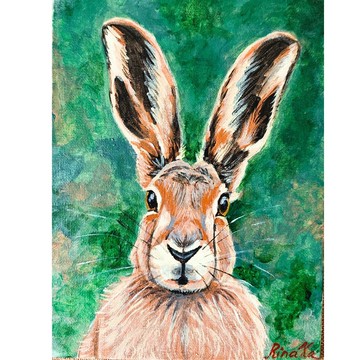 野兔肖像原創丙烯畫動物牆畫  作者  RinaArtSK