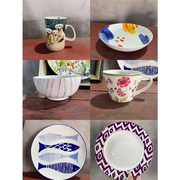 處理微瑕少量孤品特賣米飯沙拉碗牛排盤家用菜盤平盤兒童杯子碟子