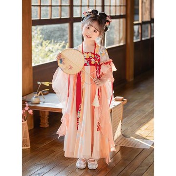 204新款古裝超仙漢服小女孩國風兒童古風襦裙女童唐裝連衣裙春秋