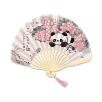 熊貓古風扇子折疊隨身攜帶漢服旗袍中國風小扇子女款竹扇跳舞扇夏
