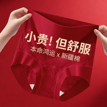 好評不斷回購👍純棉內褲女高腰收腹本命年紅色馬年屬馬結婚喜慶2026新款三角褲頭9ZKF