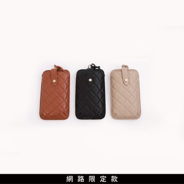 SO NICE 小香風菱格羊皮手機包