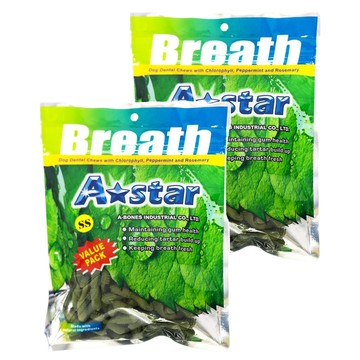 A star 多效雙頭潔牙骨 幫助口腔深度清潔 幫助牙齒和骨骼的發育與生長 維持口腔清新與消化機能  240g  2包  葉綠素