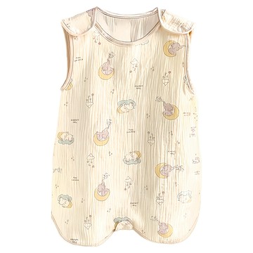 愛北鼻 棉花糖背心式防踢被 柔軟舒適透氣 多款可愛圖案  XL  月亮大象 米色