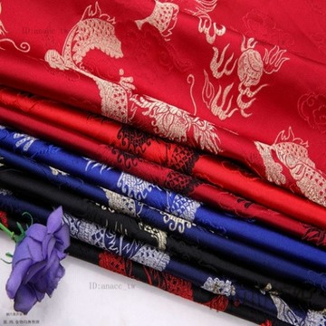 祥雲火龍織錦緞麵料 中國風 龍紋唐裝旂袍 大龍手工布料藝DIY拚布