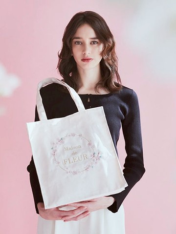 春日櫻花品牌刺繡方形手提袋(08000246700) - Maison de FLEUR