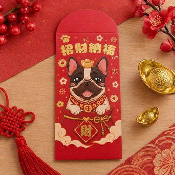【法鬥燙金紅包袋】狗狗燙金紅包袋 | 春節紅包袋 | 寵物紅包袋