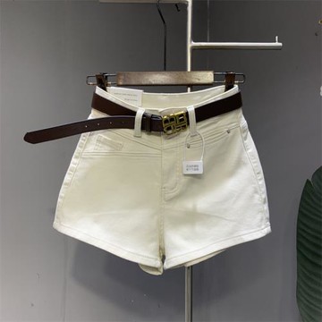 歐貨2025年春夏新款簡約通勤百搭顯瘦純色牛仔短褲洋氣舒適熱褲女