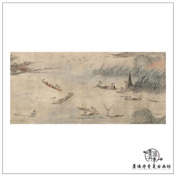 1:1明 錢榖 云溪魚隱圖 古代山水畫長卷漁民生活人物畫高清復制