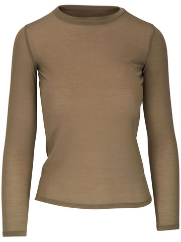 Vince - long-sleeve lyocell T-shirt - women - Lyocell - S - Brown