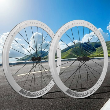熱銷銳杰遜700C36T棘輪框高50mm公路車輪組V剎碟剎公路直拉輪組白色
