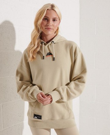 Superdry Women's Women's Mountain Energy Oversized Hoodie Beige / Pelican - Size: XS/S Size: XSxS