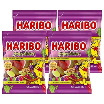 HARIBO Happy Grapes 葡萄風味Q軟糖  80g  4包
