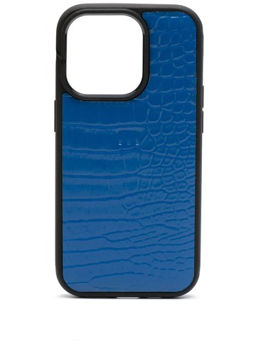 Manokhi - x Maff iPhone 14 Pro case - unisex - Calf Leather/Acetate - One Size - Blue