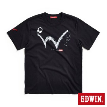 EDWIN 男裝 人氣復刻款 EDGE 大W印花短袖T恤-黑色