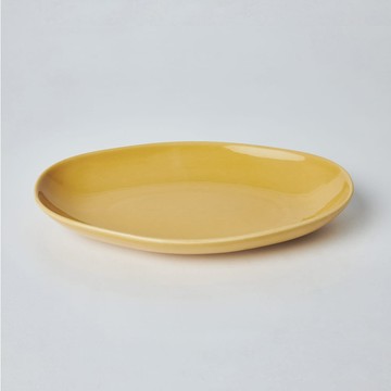 許家陶器品KOGA │ 陶質六角腰子盤 窯黃