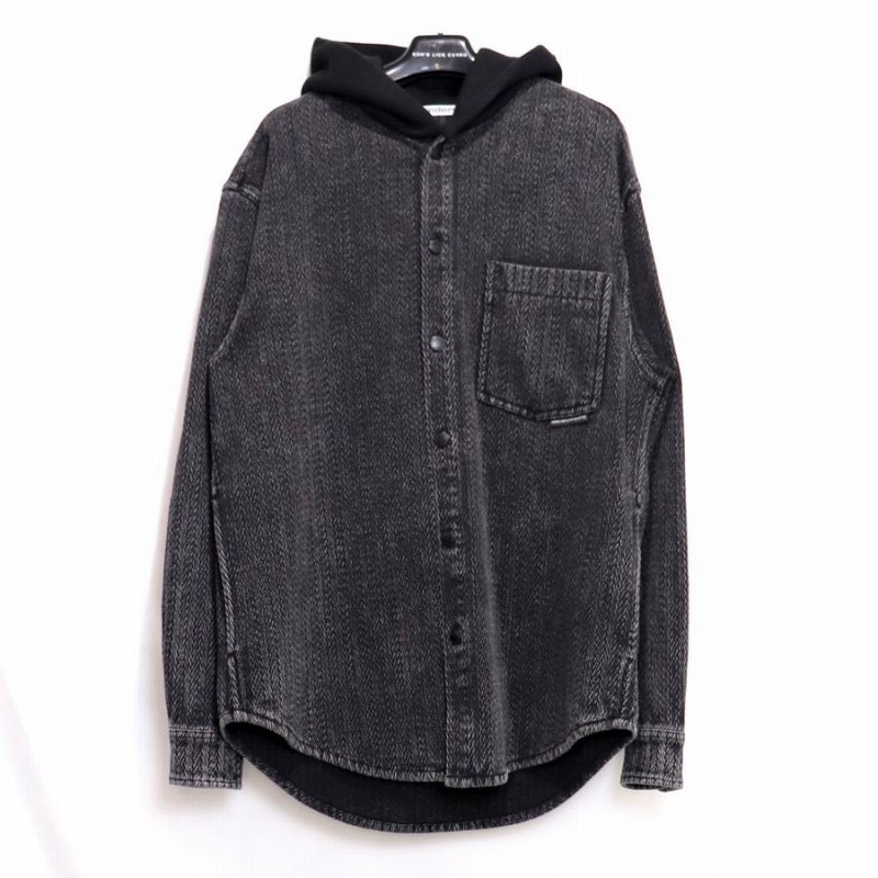 ALEXANDER WANG AW CHEVRON DENIM BUTTON DOWN SHIRT WITH LOGO 