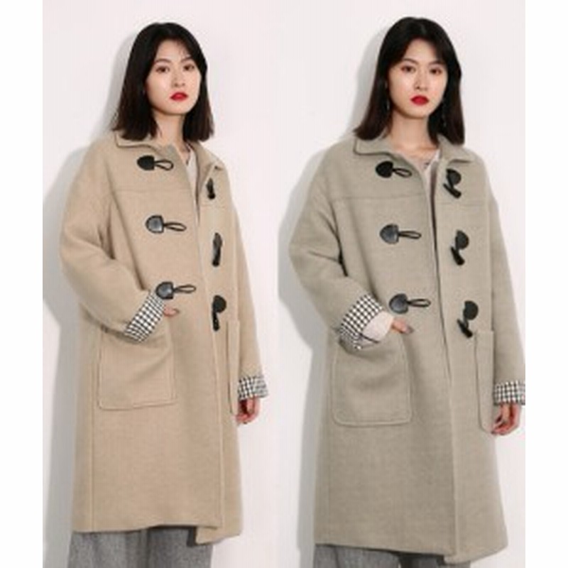 ダッフルコート レディース アウター ロングコート 大きいサイズ 襟付き 袖チェック ウール シンプル 学生 オーバーサイズ 通販 Lineポイント最大1 0 Get Lineショッピング