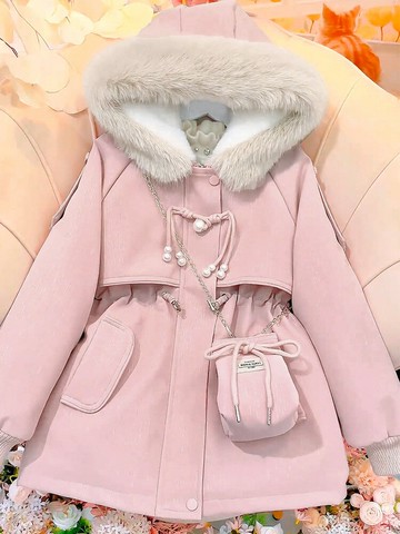 女童外套秋冬款2024新款冬裝兒童加絨加厚冬季棉襖女大童派克服冬