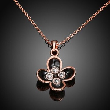 純銀項鍊 鍍18K金鑲鑽吊墜-經典四葉草時尚百搭生日母親節禮物女飾品3色73ce283【獨家進口】【米蘭精品】