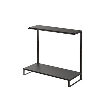 日本【YAMAZAKI】tower可伸縮雙層螢幕置物架(黑)