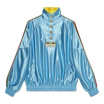 Gucci Shiny Jersey Sweatshirt With Web 'Light Blue'