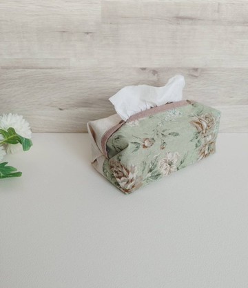 【ITS/芯緹衛生紙套】秋日玫瑰 綠 日本布 棉麻 先染 可加購掛繩!