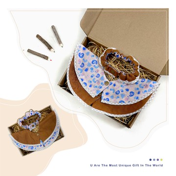 緣型小格花邊口水巾