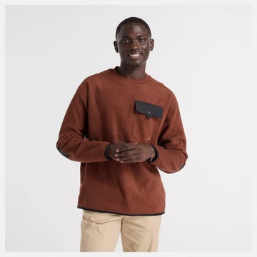 NEW BALANCE 長袖 NB 棕色 毛絨 口袋 休閒 上衣 男 MT43531ROK