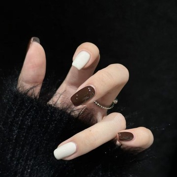 美甲穿戴甲熱銷爆款純手工穿戴甲小衆中款純色跳色顯白美甲高顏值輕奢美甲片