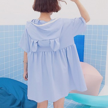 韓版甜美小清新中長款寬鬆連帽顯瘦連身裙 vina Shop 【預】OPS8334