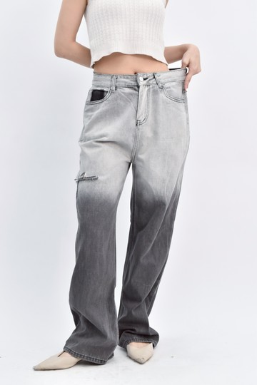 (M) fsy韓牌高腰丹寧牛仔質感漸層灰色長褲