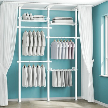 頂天立地 晾曬架 晾衣架 頂天立地置衣架家用落地臥室伸縮掛衣桿衣帽間簡易衣帽架開放衣櫃『xy15303』