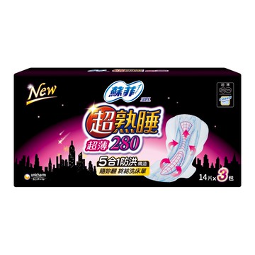 SOFY蘇菲 超熟睡超薄乾爽瞬吸層28cm14片 3包x2入(包裝隨機出貨)