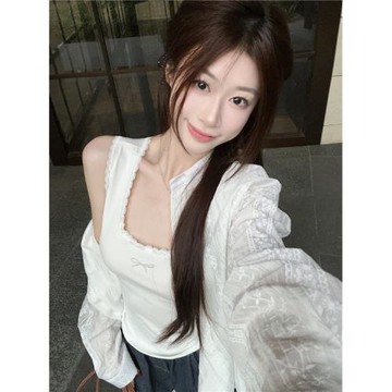 外搭薄款防曬襯衫上衣設計感小眾女輕奢高級感夏日輕薄小外套開衫