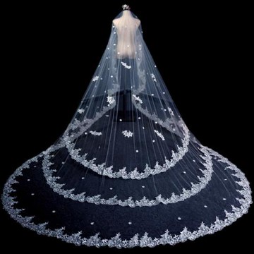 新娘結婚主婚紗頭紗超仙森系蕾絲長款大拖尾韓式婚禮頭紗頭飾