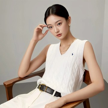 Polo Ralph Lauren RL 熱銷刺繡小馬背心針織毛衣(青年款)-杏色