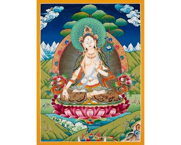 手繪白度母唐卡 家居裝飾