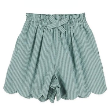 日本西松屋 - 蝴蝶結貝殼下擺鬆緊短褲-薄荷綠