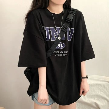 Vuja de 純棉T恤 短袖上衣 oversize T恤 夏天衣服 潮流衣服 英文印花 韓國上衣 ins風衣服 上衣女