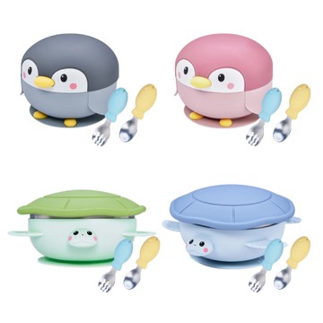 KOM 316不鏽鋼兒童矽膠學習餐具|隔熱碗(多款可選)