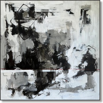 現代抽象黑白幾何形狀畫布繪畫單色