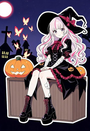 ねこのこ 2026HalloweenCollection 日和貼紙 月光下的魔女