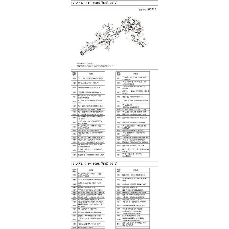 シマノ(SHIMANO) 純正 リールパーツ 17 ソアレCI4+ 500S スプール組