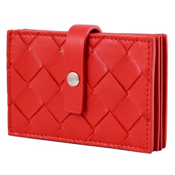 BOTTEGA VENETA 592776 經典編織風琴式隨身卡夾.紅